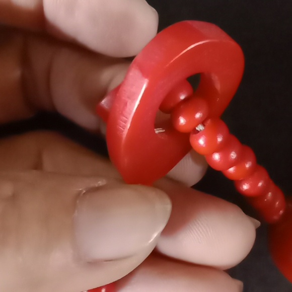 40 Strand Red Sead Beads Choker #A285 - Picture 3 of 9